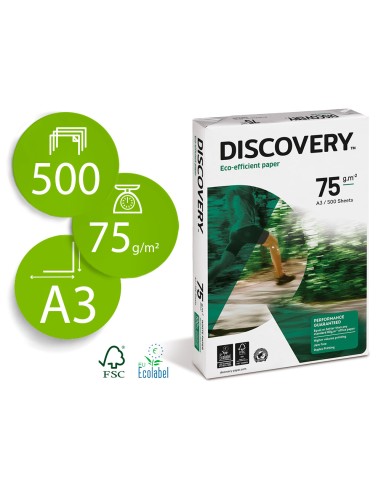 Papel fotocopiadora discovery din a3 75 gramos papel multiuso ink jet y laserpaquete de 500 hojas