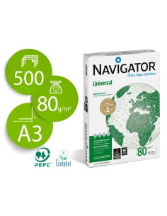 Papel fotocopiadora navigator din a3 80 gramos papel multiuso ink jet y laser paquete de 500 hojas