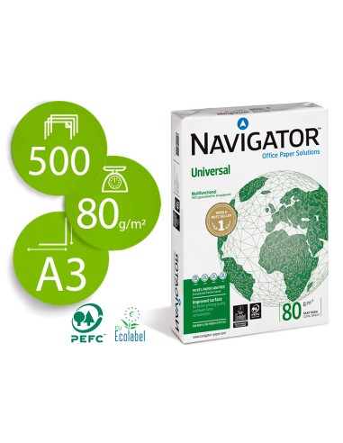 Papel fotocopiadora navigator din a3 80 gramos papel multiuso ink jet y laser paquete de 500 hojas