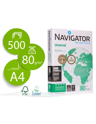 Papel fotocopiadora navigator din a4 80 gramos paquete de 500 hojas