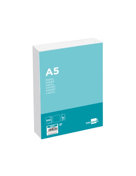Papel liderpapel a5 80g m2 liso paquete de 100 hojas
