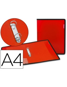 Carpeta liderpapel 2 anillas 25 mm 43030 polipropileno roja con bolsa y tarjetero con ribete negro