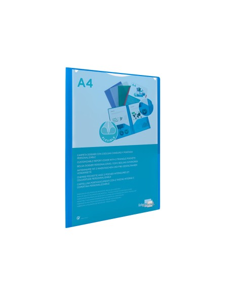 Carpeta liderpapel dossier dos bolsas canguro 45682 polipropileno din a4 azul