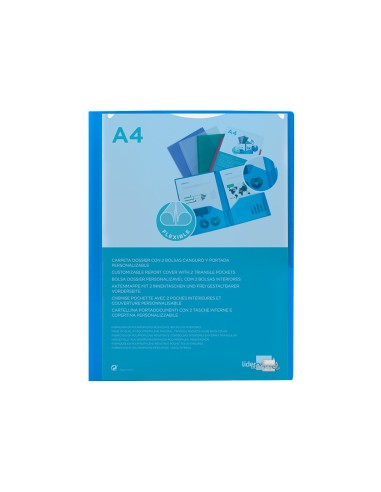 Carpeta liderpapel dossier dos bolsas canguro 45682 polipropileno din a4 azul