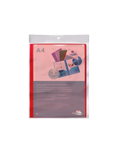 Carpeta liderpapel dossier dos bolsas canguro 45680 polipropileno din a4 roja