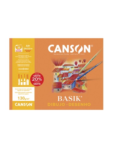 Papel dibujo basik 240x320 din a4 130 gr con recuadro minipack de 10 hojas