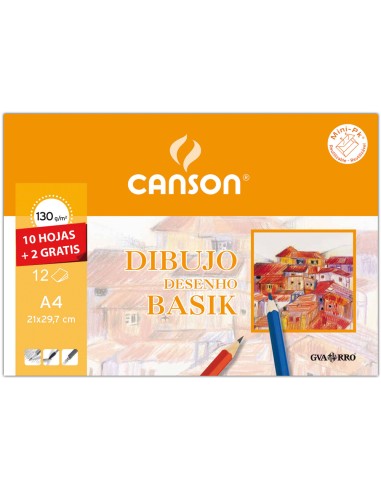 Papel dibujo basik 240x320 din a4 130 gr con recuadro minipack de 10 hojas
