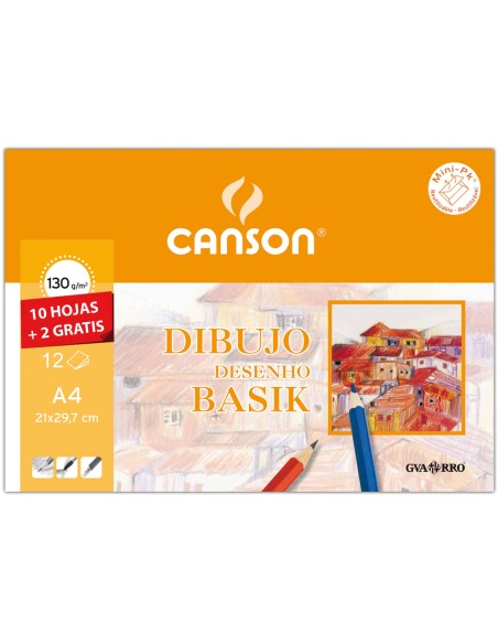 Papel dibujo basik 240x320 din a4 130 gr con recuadro minipack de 10 hojas