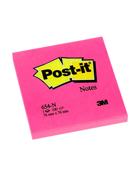 Bloc de notas adhesivas quita y pon post it 76x76 mm fucsia neon con 100 hojas
