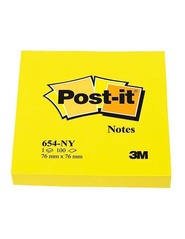 Bloc de notas adhesivas quita y pon post it 76x76 mm amarillo neon con 100 hojas