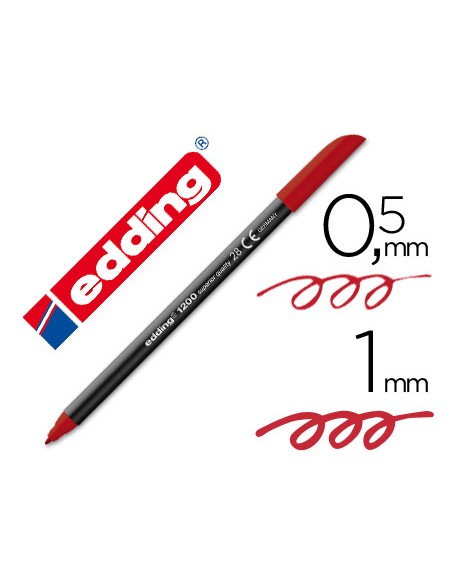 Rotulador edding punta fibra 1200 rojo ingles n28 punta redonda 05 mm