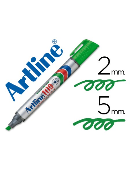 Rotulador artline marcador permanente 109 verde punta biselada