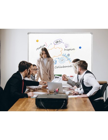 Pizarra blanca q connect lacada magnetica marco de aluminio 120x90 cm