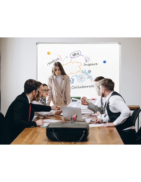 Pizarra blanca q connect lacada magnetica marco de aluminio 120x90 cm