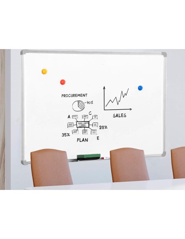 Pizarra blanca q connect lacada magnetica marco de aluminio 90x60 cm