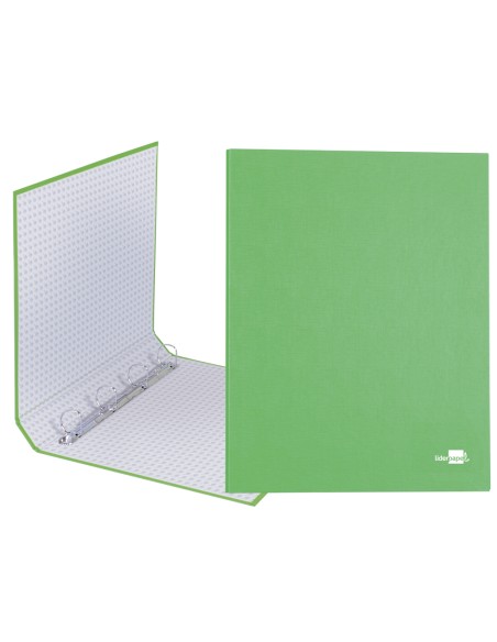 Carpeta de 4 anillas 25mm mixtas liderpapel folio cartonforrado paper coat verde frosty