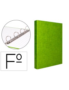 Carpeta de 4 anillas 25mm mixtas liderpapel folio cartonforrado paper coat verde frosty