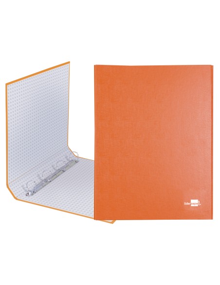 Carpeta de 4 anillas 25mm mixtas liderpapel folio carton forrado paper coat naranja