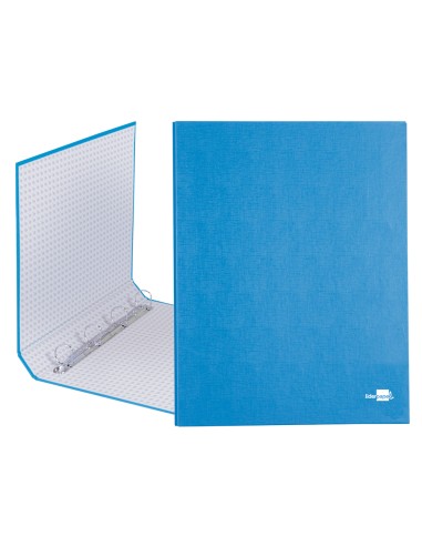 Carpeta de 4 anillas 25mm mixtas liderpapel folio carton forrado paper coat celeste
