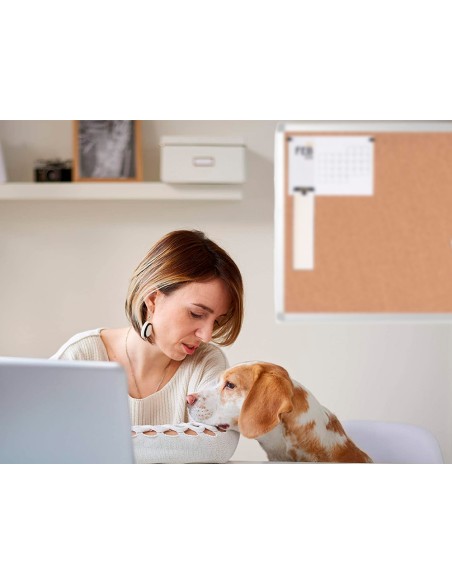 Pizarra corcho q connect marco de aluminio 90x60 cm