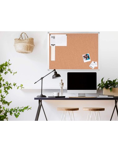 Pizarra corcho q connect marco de aluminio 90x60 cm