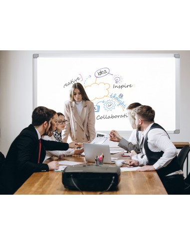 Pizarra blanca q connect melamina marco de aluminio 180x90 cm