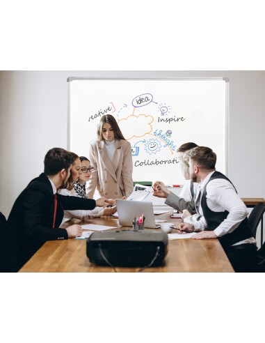 Pizarra blanca q connect melamina marco de aluminio 120x90 cm