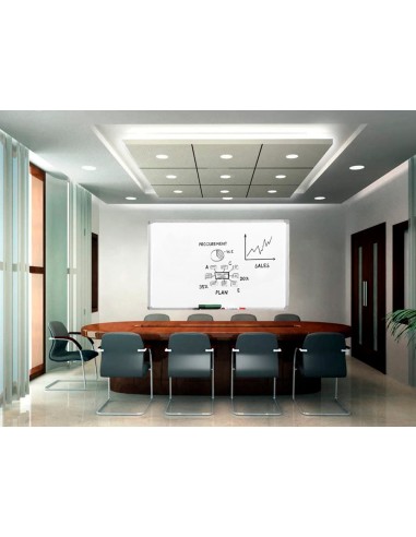 Pizarra blanca q connect melamina marco de aluminio 120x90 cm