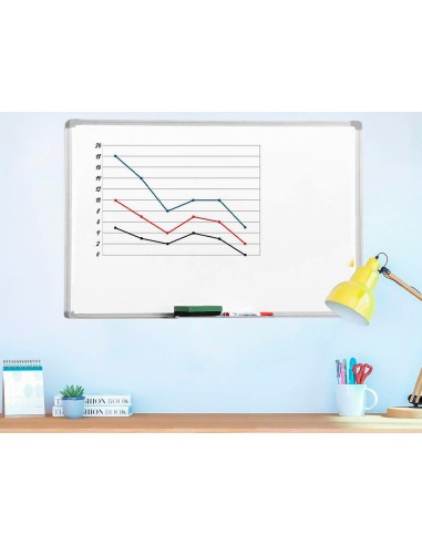 Pizarra blanca q connect melamina marco de aluminio 60x45 cm