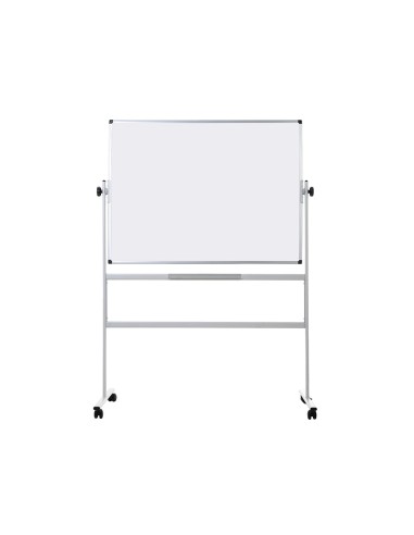 Pizarra blanca q connect doble cara melamina marco de aluminio 120x90 cm giratoria