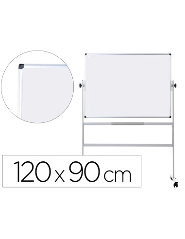 Pizarra blanca q connect doble cara melamina marco de aluminio 120x90 cm giratoria