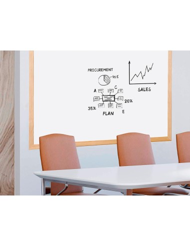 Pizarra blanca q connect melamina marco de madera 90x60 cm