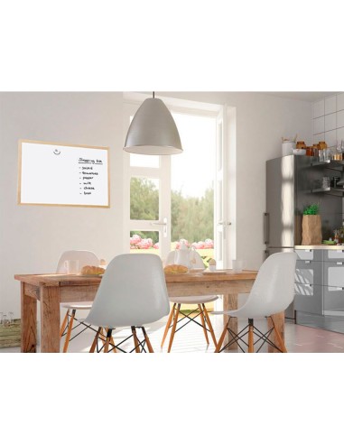 Pizarra blanca q connect melamina marco de madera 60x40 cm