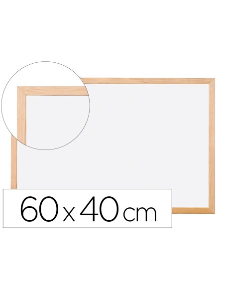 Pizarra blanca q connect melamina marco de madera 60x40 cm