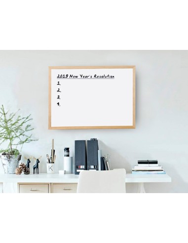 Pizarra blanca q connect melamina marco de madera 40x30 cm