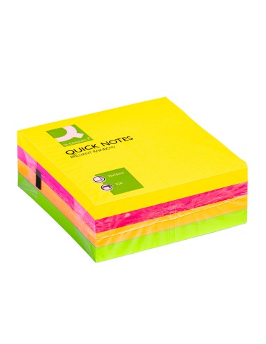 Bloc de notas adhesivas quita y pon q connect 76x76 mm fluorescente con 320 hojas