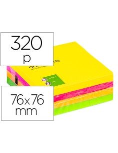 Bloc de notas adhesivas quita y pon q connect 76x76 mm fluorescente con 320 hojas