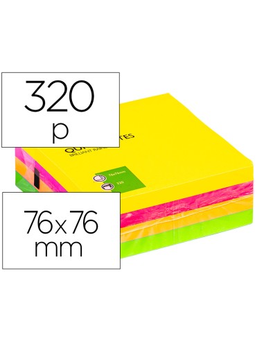 Bloc de notas adhesivas quita y pon q connect 76x76 mm fluorescente con 320 hojas