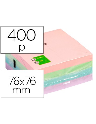 Bloc de notas adhesivas quita y pon q connect 76x76 mm pastel con 400 hojas