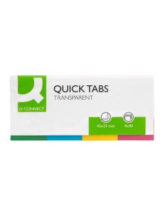 Banderitas separadoras q connect 25x45 mm transparentes y color pack de 4 con 40 hojas