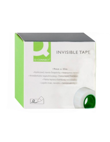 Cinta adhesiva q connect invisible 33 mt x 19 mm