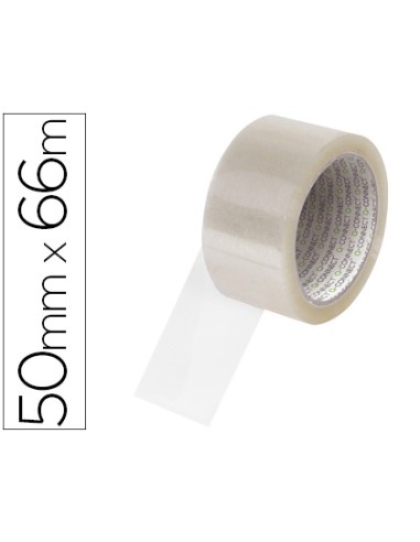 Cinta adhesiva q connect polipropileno transparente 66 mt x 50 mm para embalaje