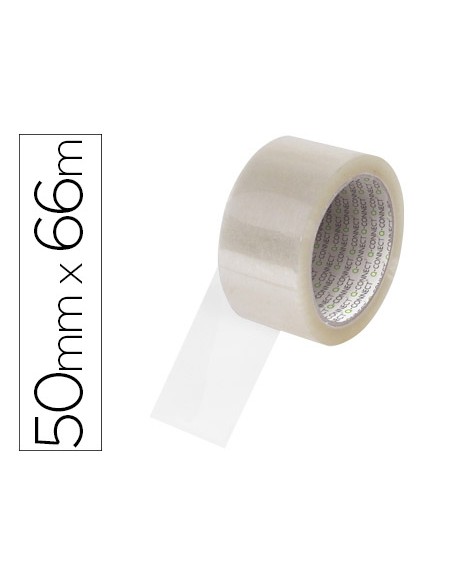 Cinta adhesiva q connect polipropileno transparente 66 mt x 50 mm para embalaje