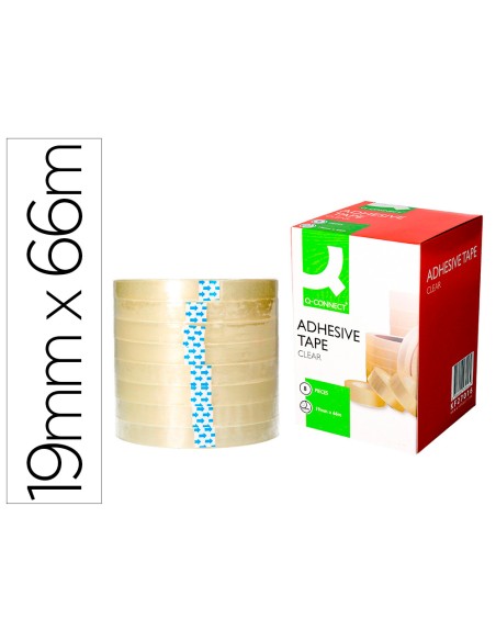 Cinta adhesiva q connect transparente 66 mt x 19 mm