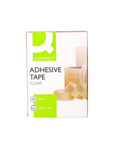 Cinta adhesiva q connect transparente 66 mt x 12 mm