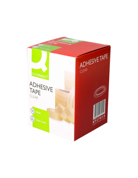 Cinta adhesiva q connect transparente 66 mt x 12 mm