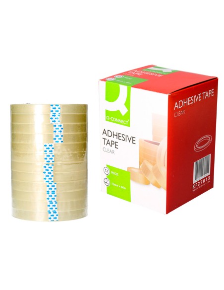 Cinta adhesiva q connect transparente 66 mt x 12 mm