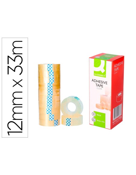 Cinta adhesiva q connect transparente 33 mt x 12 mm