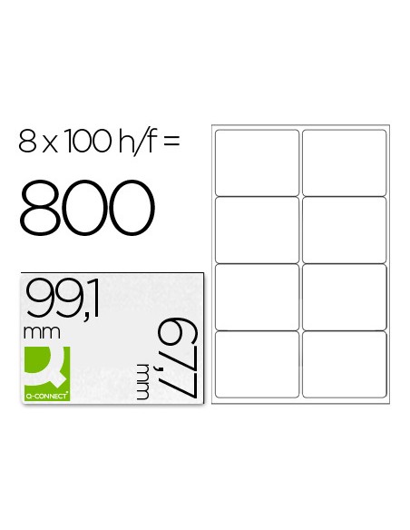 Etiqueta adhesiva q connect kf01588 tamano 991x677 mm fotocopiadora laser ink jet caja con 100 hojas din a4