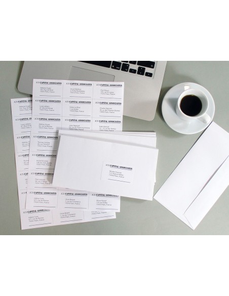 Etiqueta adhesiva q connect kf01583 tamano 66x466 mm fotocopiadora laser ink jet caja con 100 hojas din a4